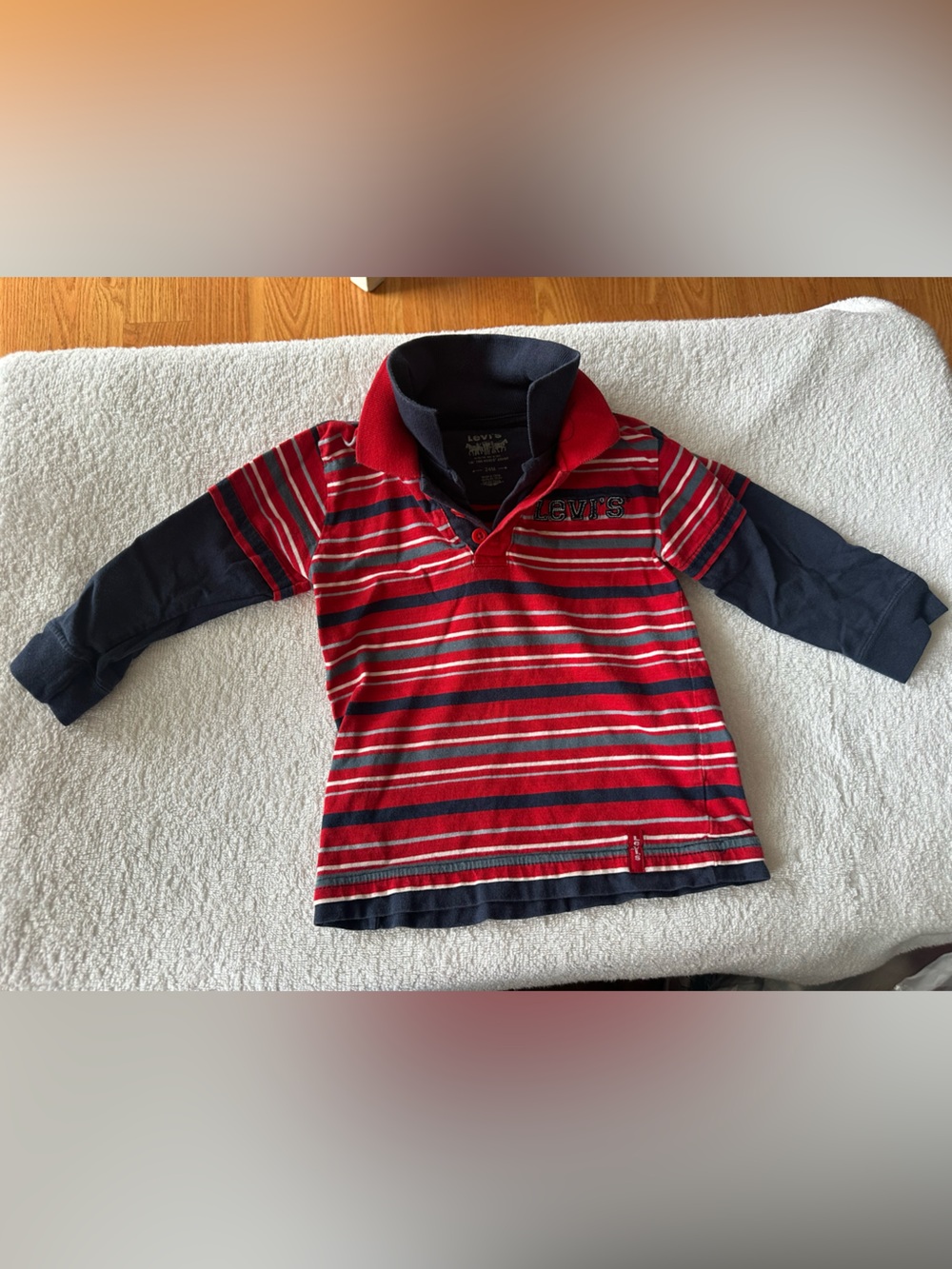 Levi's Red and Navy Striped Layered-Look Polo for Kids